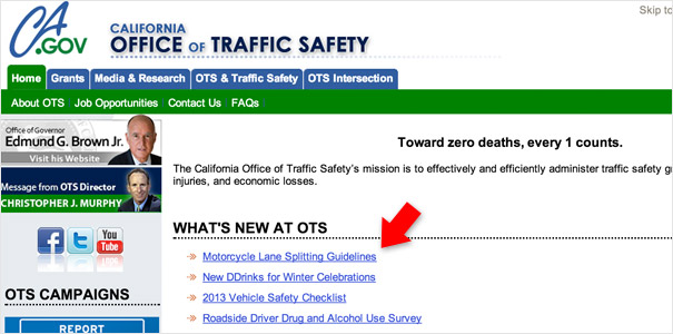 CA OTS Lane Splitting Guidelines