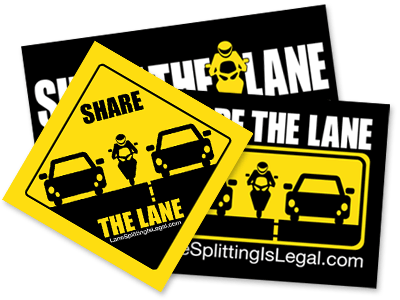 Lane Splitting / Lane Sharing Stickers - Share The Lane / Lane Splitting Is Legal